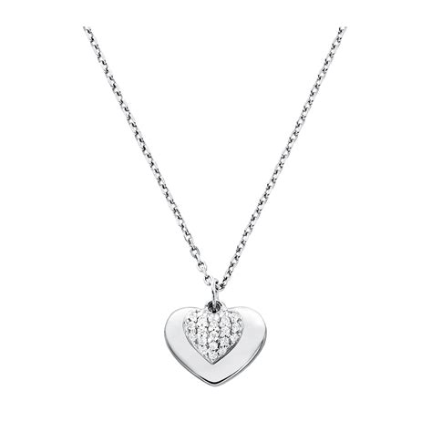 michael kors silver chain link necklace|Michael Kors heart necklace.